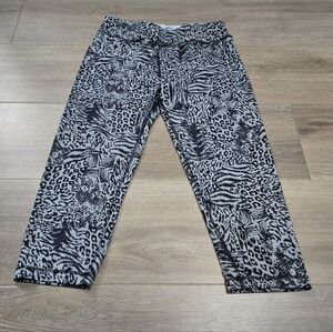 High Energie Gray & Black Leopard Zebra & Snake Animal Print Leggings Size XL
